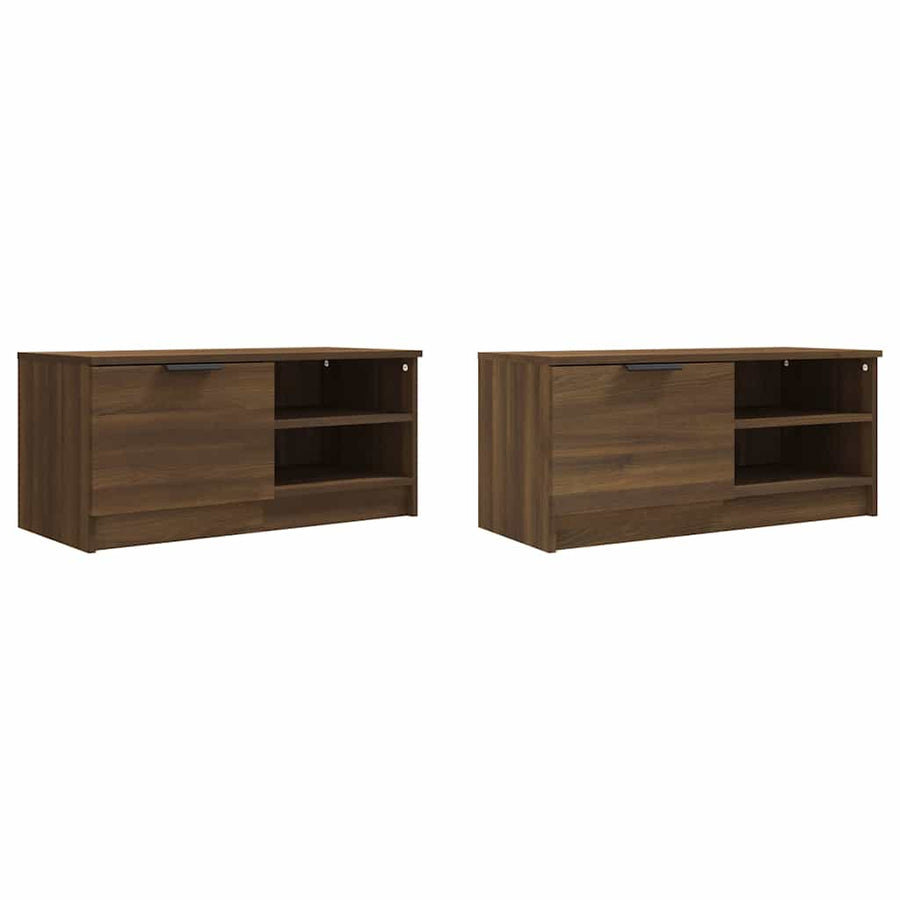 TV Cabinets 2 pcs Brown Oak 80x35x36.5 cm Engineered Wood