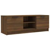 TV Cabinet Brown Oak 102x35x36.5 cm Engineered Wood - Front View