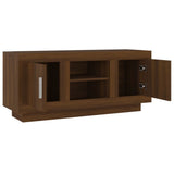 TV Cabinet Brown Oak 102x35x45 cm Engineered Wood - Close-Up Angle