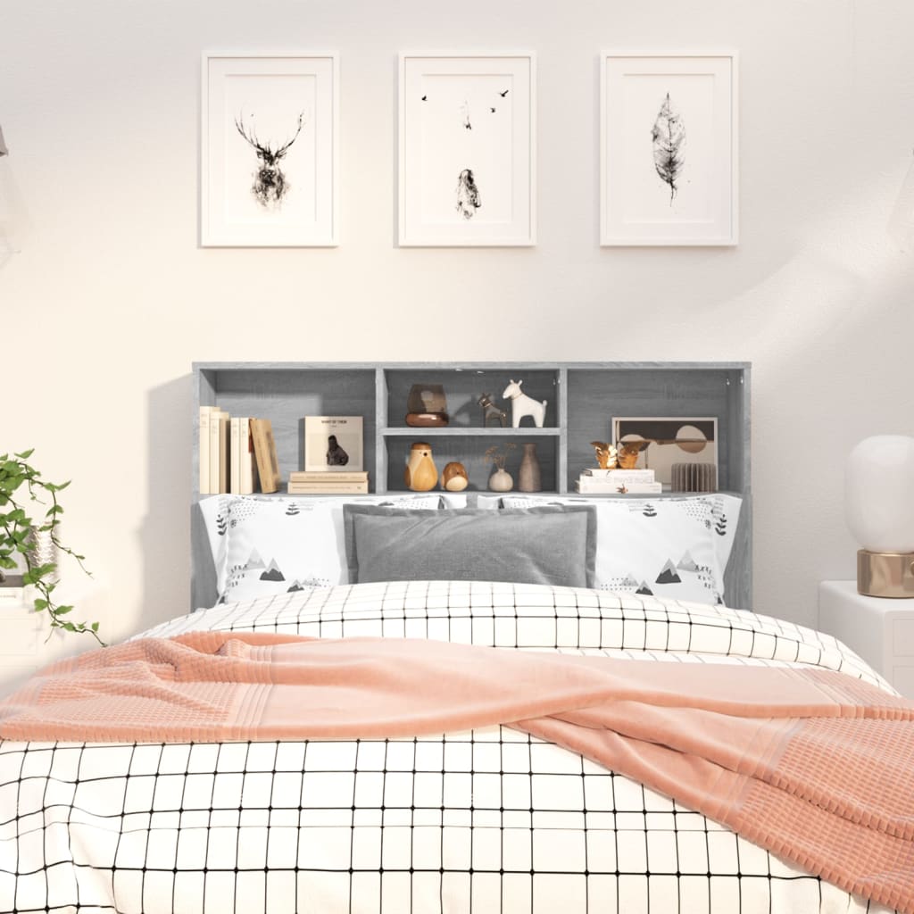 Headboard Cabinet Grey Sonoma 120 cm