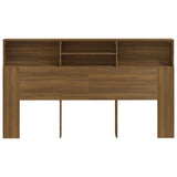 Headboard Cabinet Brown oak 180 cm - Side View