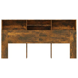 Headboard Cabinet Smoked Oak 200 cm - Top-Down View