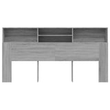 Headboard Cabinet Grey Sonoma 200 cm - Side View