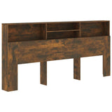 Headboard Cabinet Smoked Oak 220x19x103.5 cm - Front View