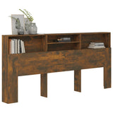 Headboard Cabinet Smoked Oak 220x19x103.5 cm