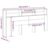 Headboard Cabinet Smoked Oak 220x19x103.5 cm