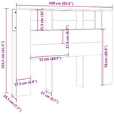 Headboard Cabinet Grey Sonoma 140 cm - Rear View