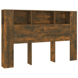 Headboard Cabinet Smoked Oak 160 cm - Front View