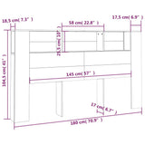 Headboard Cabinet Smoked Oak 180 cm