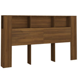 Headboard Cabinet Brown Oak 180x18.5x104.5 cm - Front View