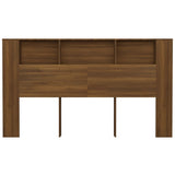 Headboard Cabinet Brown Oak 180x18.5x104.5 cm - Top-Down View