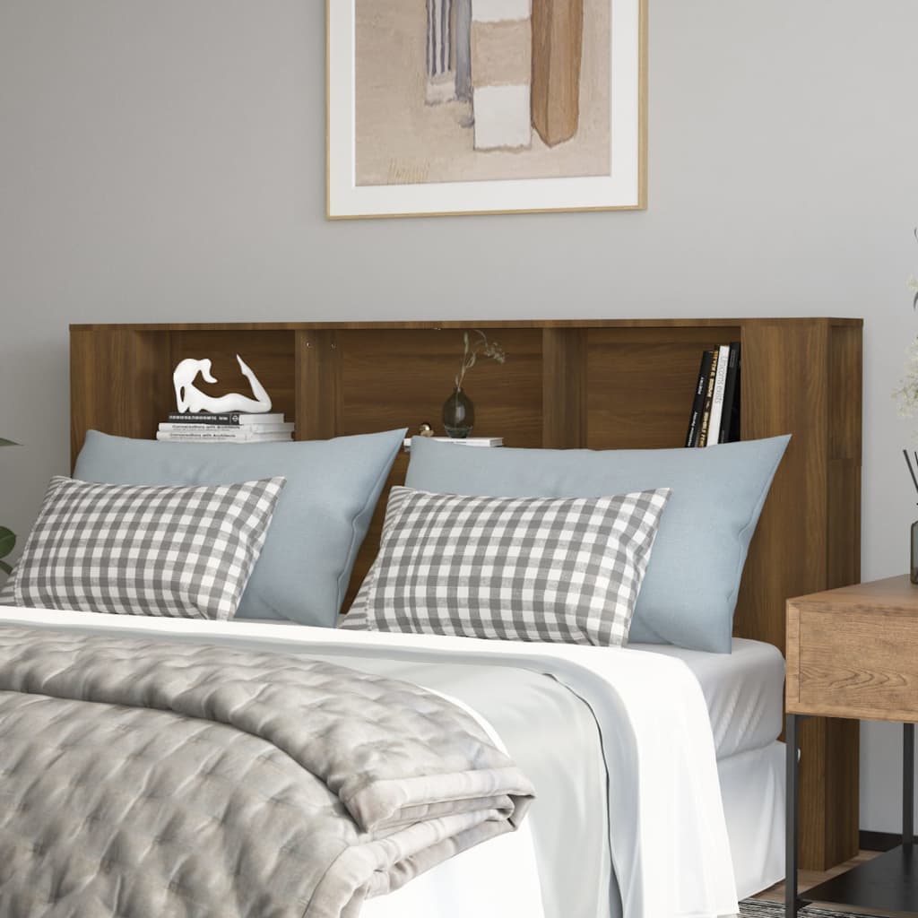 Headboard Cabinet Brown Oak 180x18.5x104.5 cm