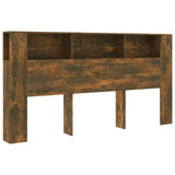 Headboard Cabinet Smoked Oak 200 cm - Front View