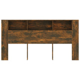 Headboard Cabinet Smoked Oak 200 cm - Side View
