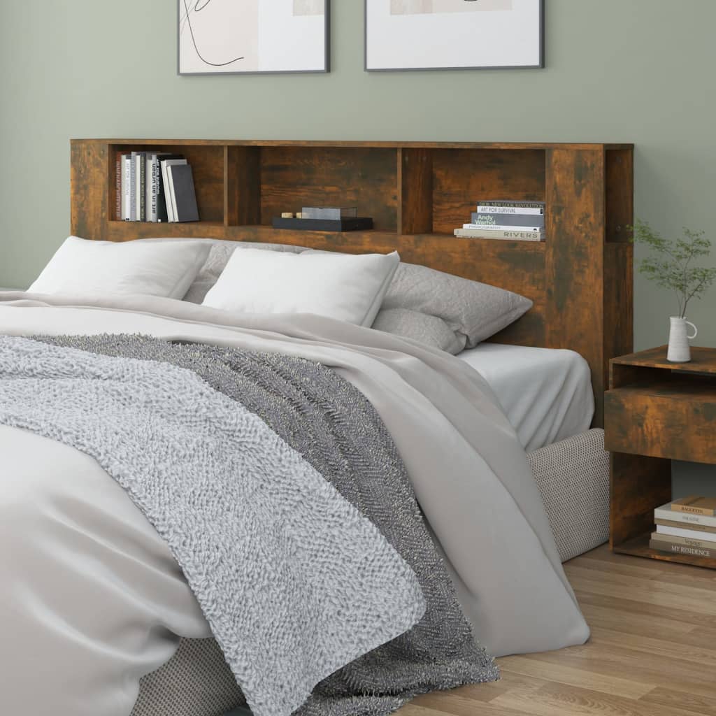 Headboard Cabinet Smoked Oak 200 cm