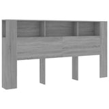 Headboard Cabinet Grey Sonoma 200x18.5x104.5 cm - Front View