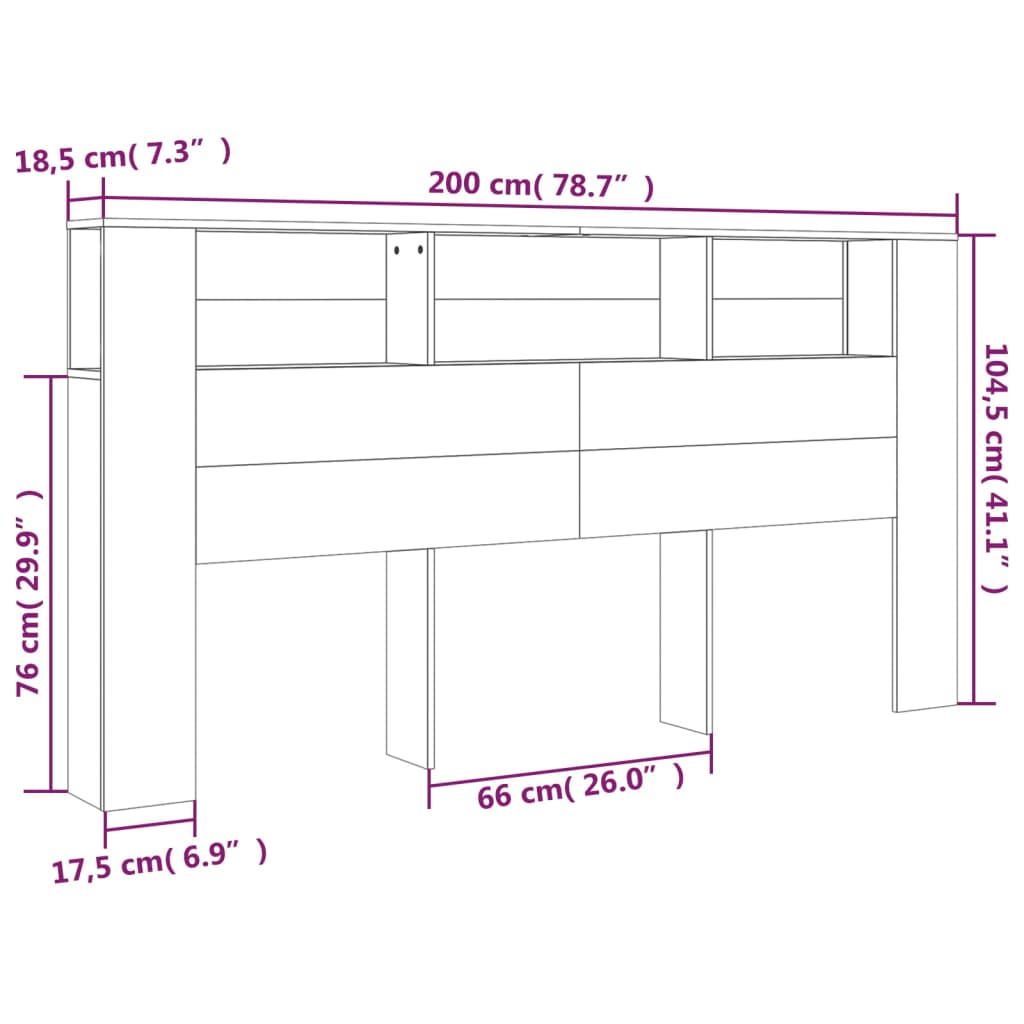 Headboard Cabinet Grey Sonoma 200x18.5x104.5 cm