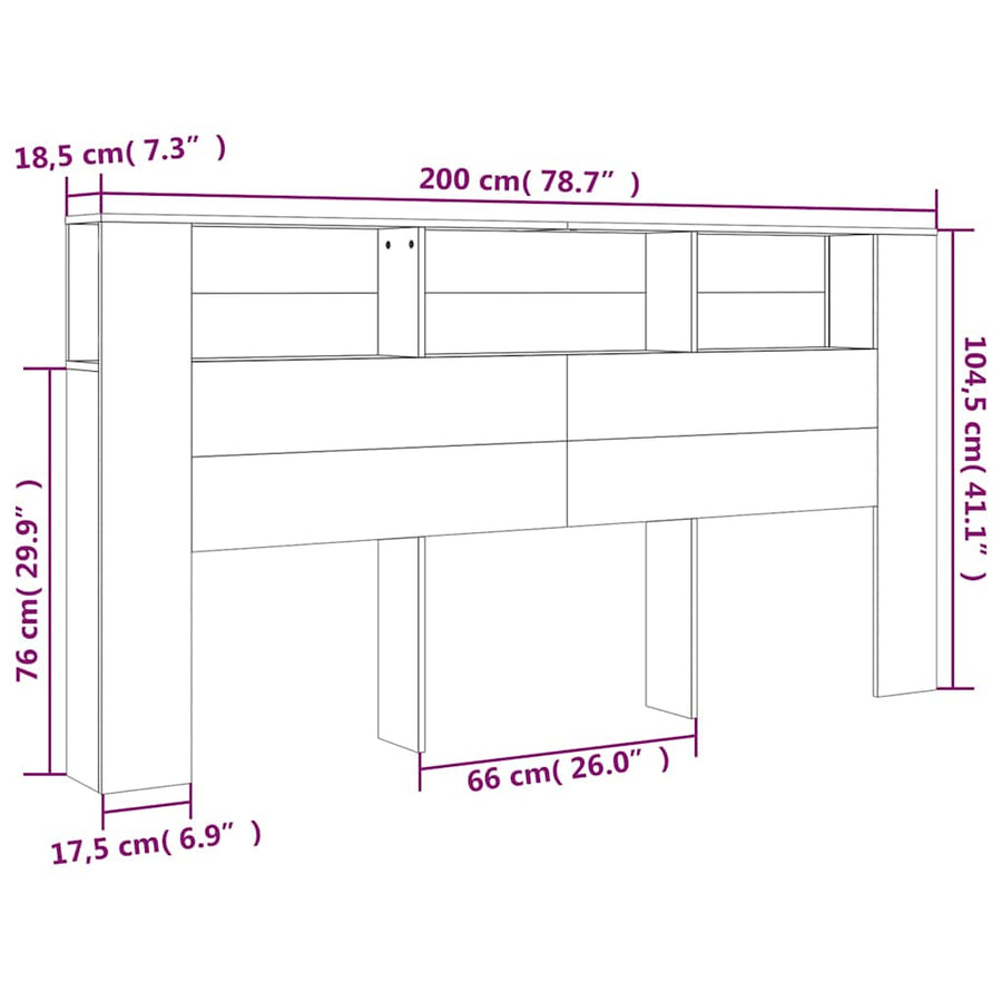 Headboard Cabinet Brown Oak 200 cm