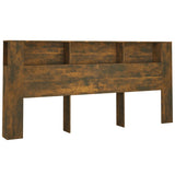 Headboard Cabinet Smoked Oak 220 cm - Front View