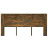 Headboard Cabinet Smoked Oak 220 cm - Top-Down View