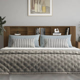 Headboard Cabinet Brown Oak 220 cm - Side View