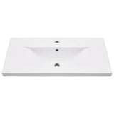 Bathroom Washbasin Frame with Built-in Basin White Iron - Rear View