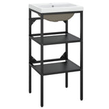Bathroom Washbasin Frame with Built-in Basin Black Iron