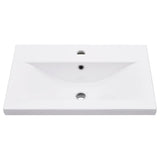 Bathroom Washbasin Frame with Built-in Basin White Iron - Rear View