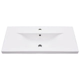 Bathroom Washbasin Frame with Built-in Basin Black Iron - Rear View