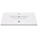 Bathroom Washbasin Frame with Built-in Basin Black Iron - Rear View