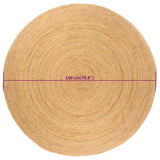 Area Rug Braided Jute 180 cm Round - Rear View