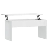 Coffee Table High Gloss White 102x50.5x52.5 cm Engineered Wood - Front View