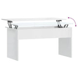 Coffee Table High Gloss White 102x50.5x52.5 cm Engineered Wood - Rear View