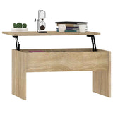 Coffee Table Sonoma Oak 80x50.5x41.5 cm Engineered Wood - Close-Up Angle