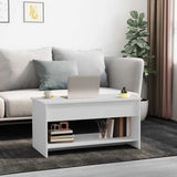 Coffee Table White 102x50x52.5 cm Engineered Wood - Side View