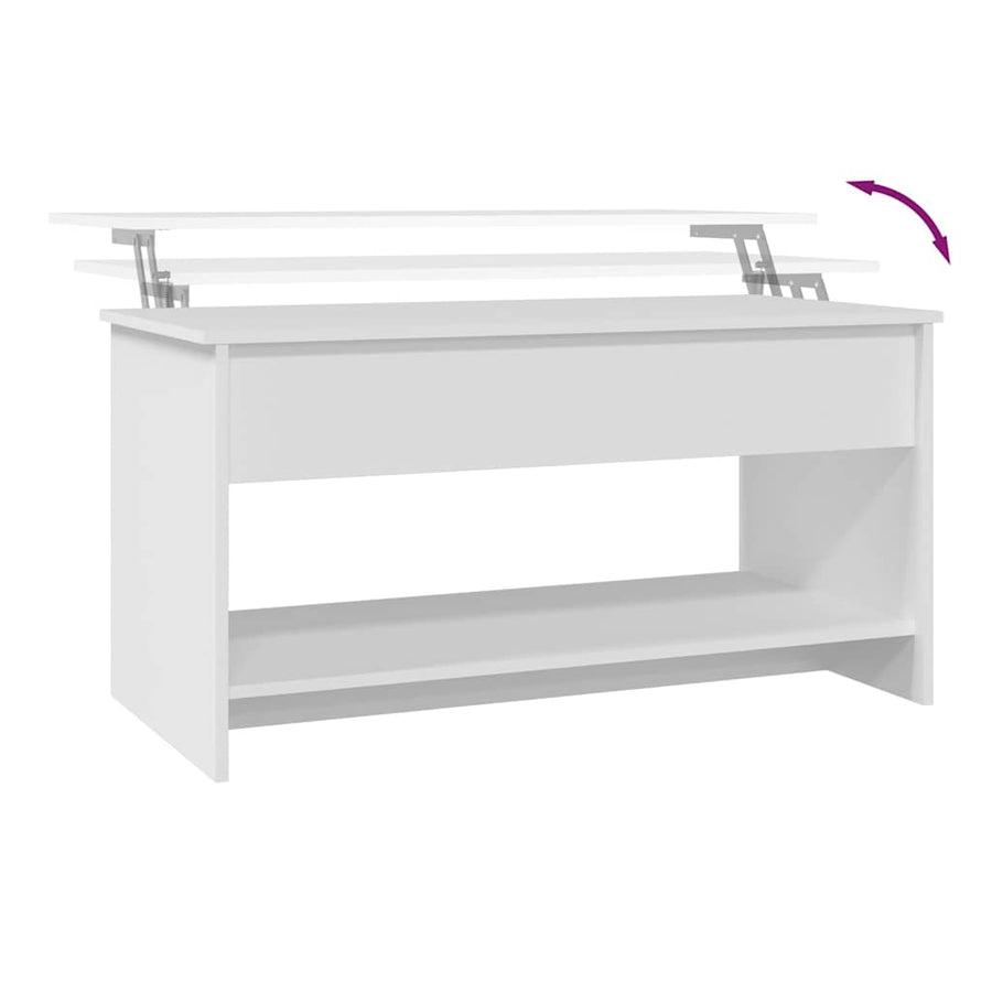 Coffee Table White 102x50x52.5 cm Engineered Wood