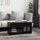 Coffee Table Black 102x50x52.5 cm Engineered Wood - Side View