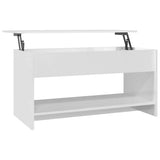 Coffee Table High Gloss White 102x50x52.5 cm Engineered Wood - Front View