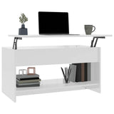 Coffee Table High Gloss White 102x50x52.5 cm Engineered Wood - Top-Down View