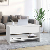 Coffee Table White 80x50x40 cm Engineered Wood - Side View