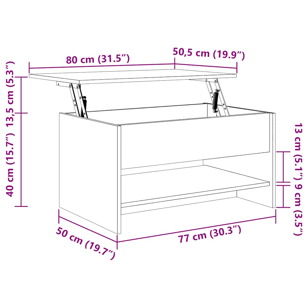 Coffee Table White 80x50x40 cm Engineered Wood