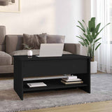 Coffee Table Black 80x50x40 cm Engineered Wood - Side View
