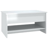 Coffee Table High Gloss White 80x50x40 cm Engineered Wood - 45-Degree Angle