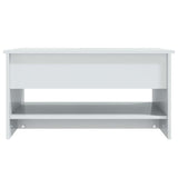 Coffee Table High Gloss White 80x50x40 cm Engineered Wood - Rear View