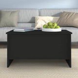Coffee Table Black 80x55.5x41.5 cm Engineered Wood - Close-Up Angle