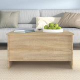 Coffee Table Sonoma Oak 80x55.5x41.5 cm Engineered Wood - Close-Up Angle