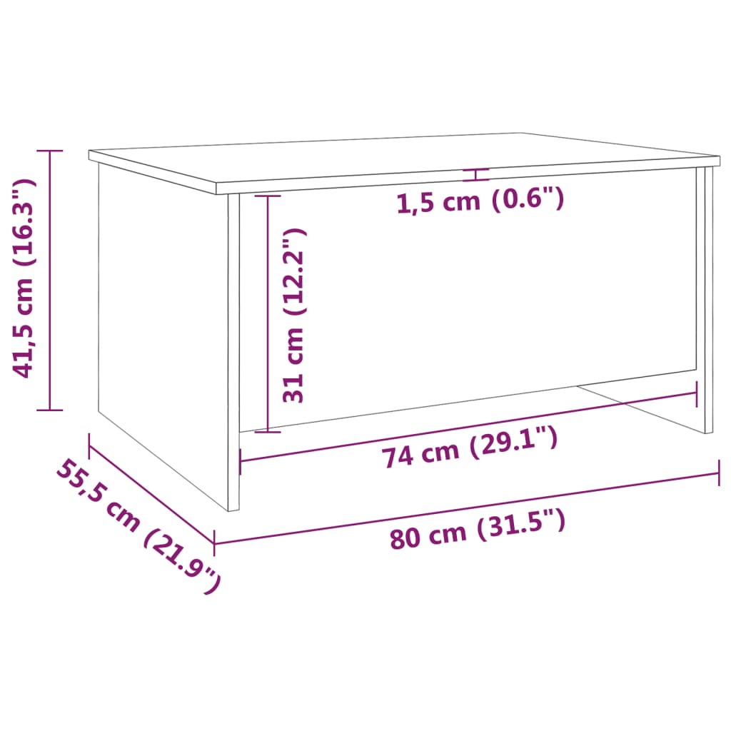 Coffee Table Concrete Grey 80x55.5x41.5 cm Engineered Wood