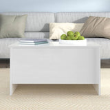 Coffee Table High Gloss White 80x55.5x41.5 cm Engineered Wood - Close-Up Angle