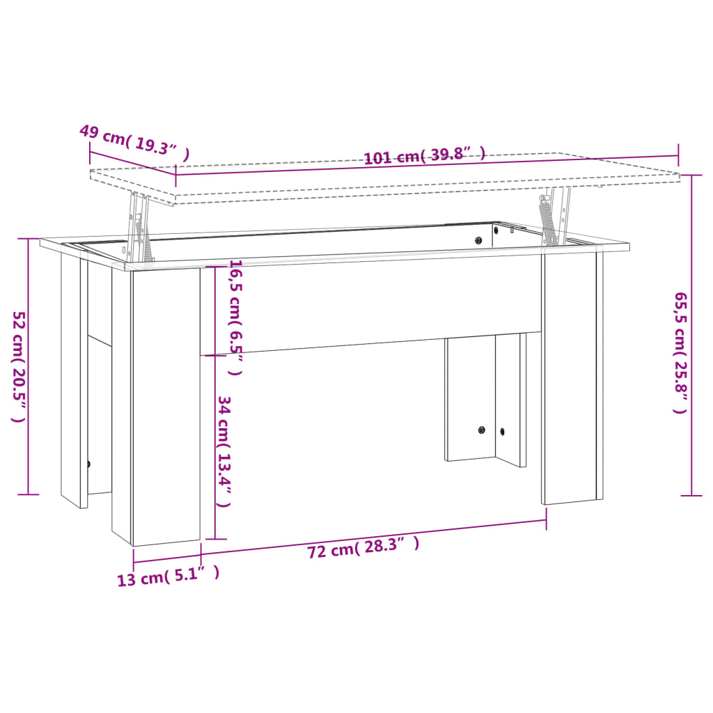 Coffee Table Sonoma Oak 101x49x52 cm Engineered Wood