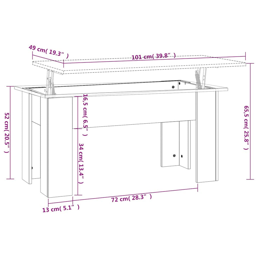 Coffee Table Concrete Grey 101x49x52 cm Engineered Wood